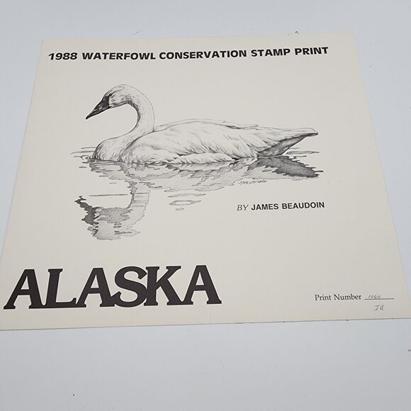 James Beaudoin 1988 Alaska Waterfowl Conservation Stamp Print Framed Art 1989 - Picture 10 of 11